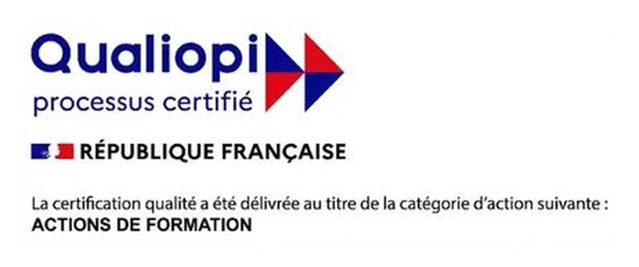 Qualiopi, processus certifié. La certification qualité a été délivrée au titre de la catégorie d'action suivante : actions de formation.